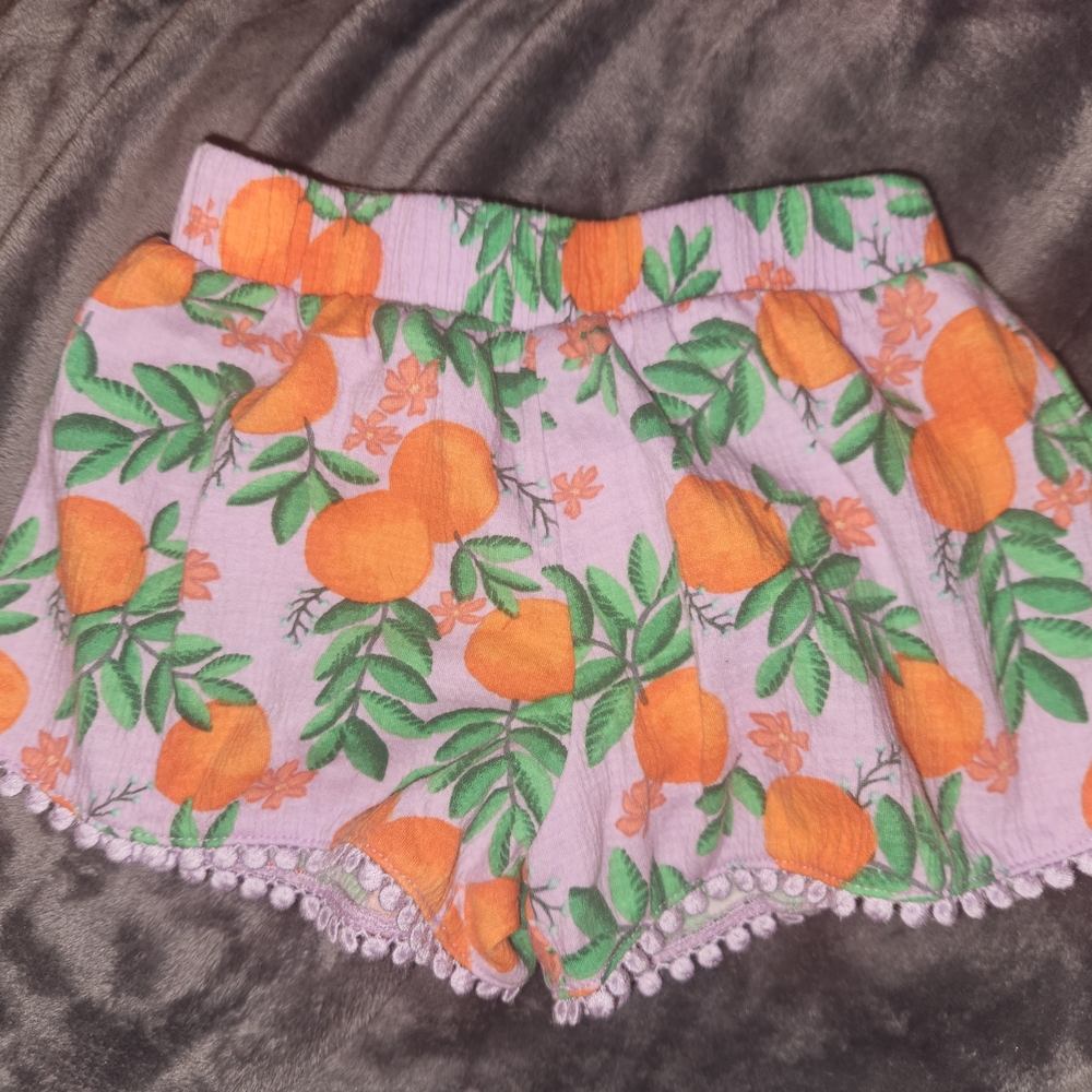 Crewcuts Orange and Green Floral High Waist Shorts